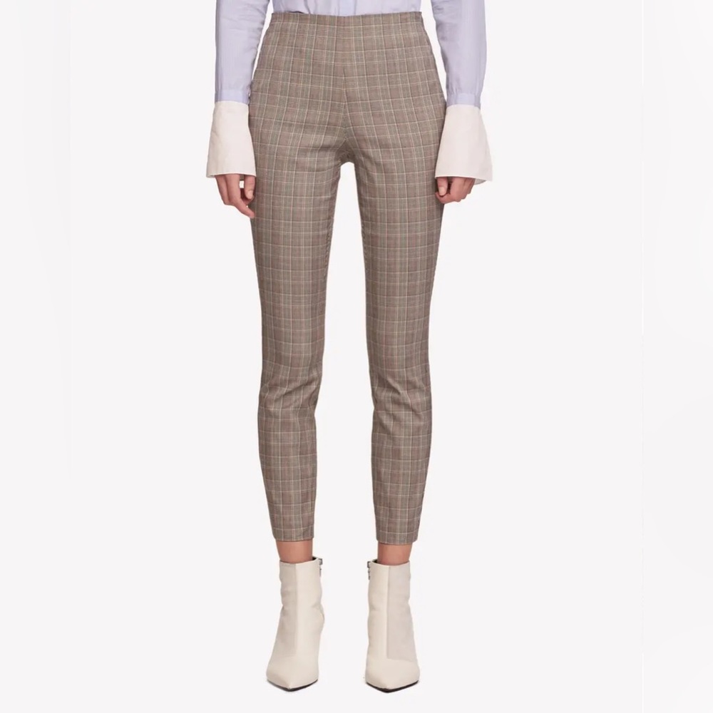 Rag & Bone Simone cropped pant, camel/black/red plaid - size 00